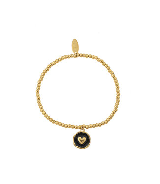 By Shir Armband kraaltjes munt hart zwart