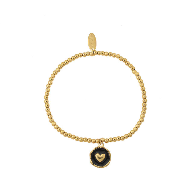 By Shir Armband kraaltjes munt hart zwart