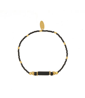 By Shir Armband Perlen Bohemian schwarz Stäbchen