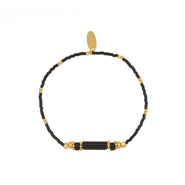 By Shir Armband Perlen Bohemian schwarz Stäbchen