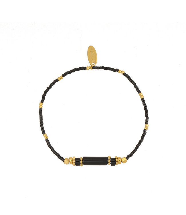 By Shir Armband Perlen Bohemian schwarz Stäbchen