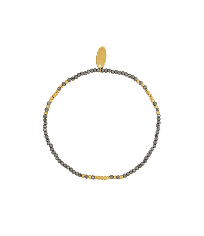 By Shir armband kraaltjes hematiet mix