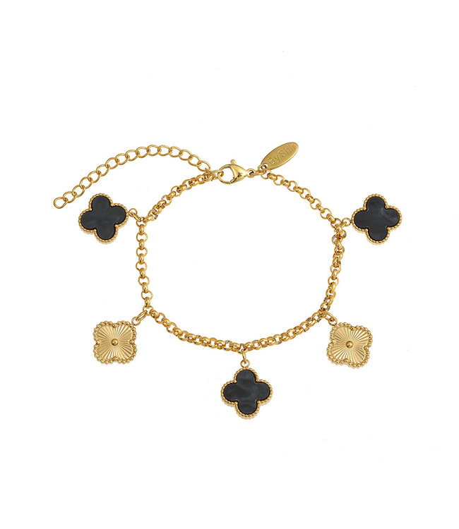 By Shir Stainless steel bracelet black clover