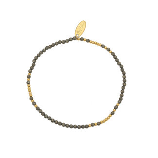 By Shir Armband kraaltjes mix Hematiet mat