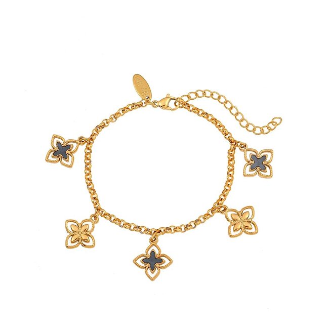 By Shir Armband edelstaal spark zwart