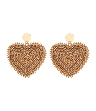 By Shir Earrings luxury glowy bronze heart