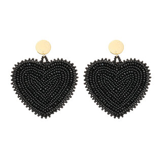 By Shir Oorbellen luxe glowy black heart