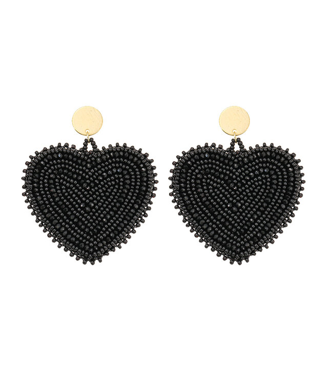 By Shir Earrings luxury glowy black heart