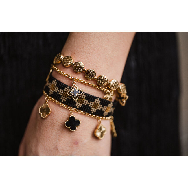 By Shir Armband edelstaal spark zwart