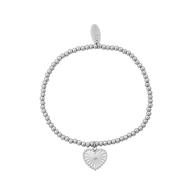 By Shir Armband Perlen Herzchen Kugeln schwarz gestreift