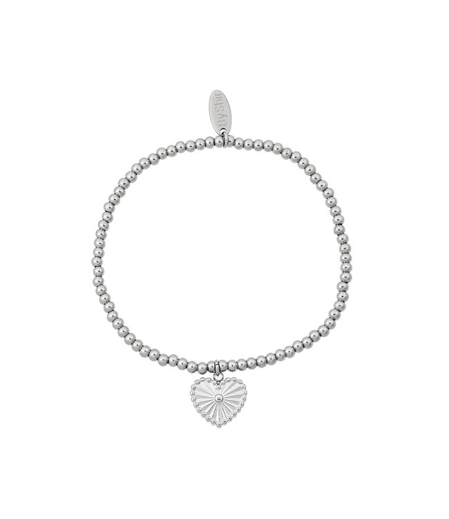 By Shir Armband Perlen Herzchen Kugeln schwarz gestreift