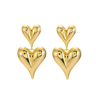 By Shir Earrings luxury double heart