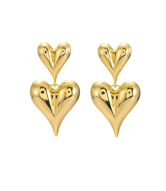 By Shir Earrings luxury double heart