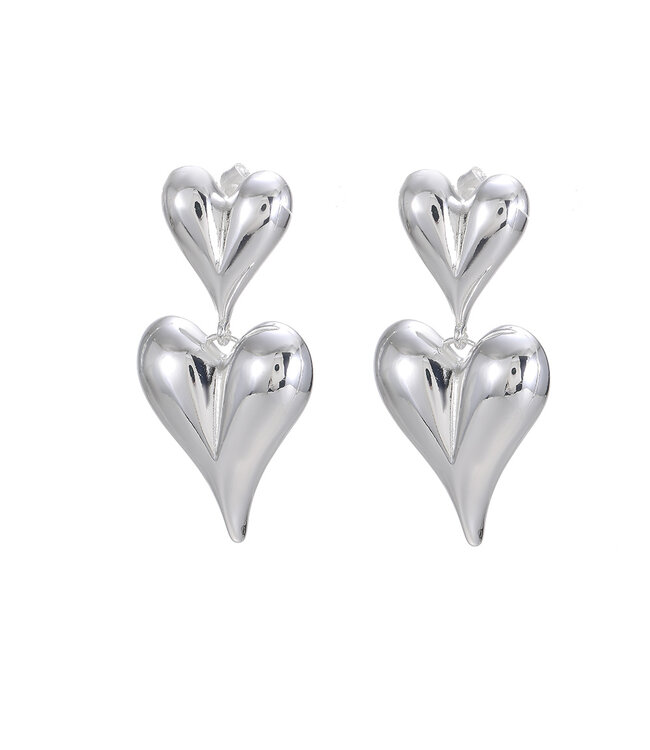 By Shir Oorbellen luxe double heart