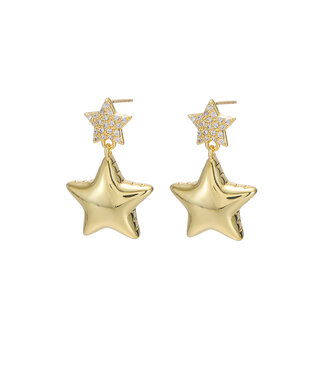 By Shir Luxury Double Star Earrings