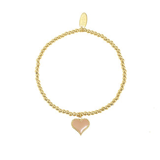 By Shir Armband kraaltjes hartje Daisy poeder roze
