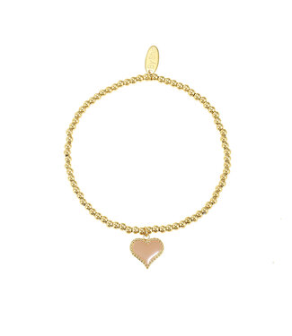 By Shir Bracelet beads heart Daisy powder pink