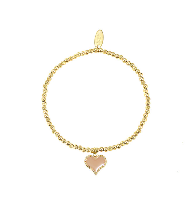 By Shir Armband kraaltjes hartje Daisy poeder roze