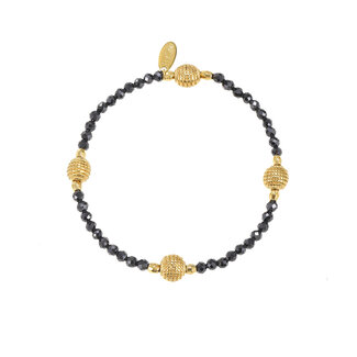 By Shir Armband kraaltjes extra edelsteen zwart