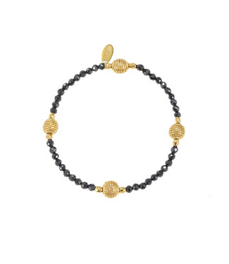 By Shir Armband kraaltjes extra edelsteen zwart