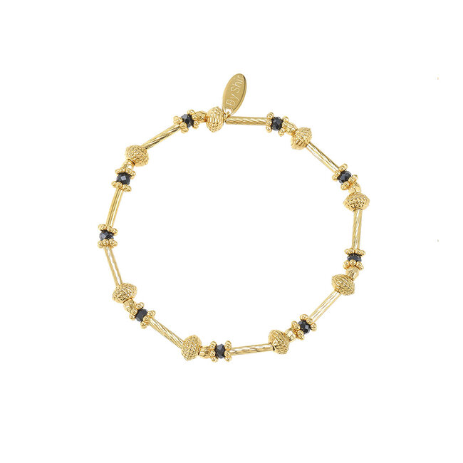By Shir Armband kraaltjes extra facet zwart