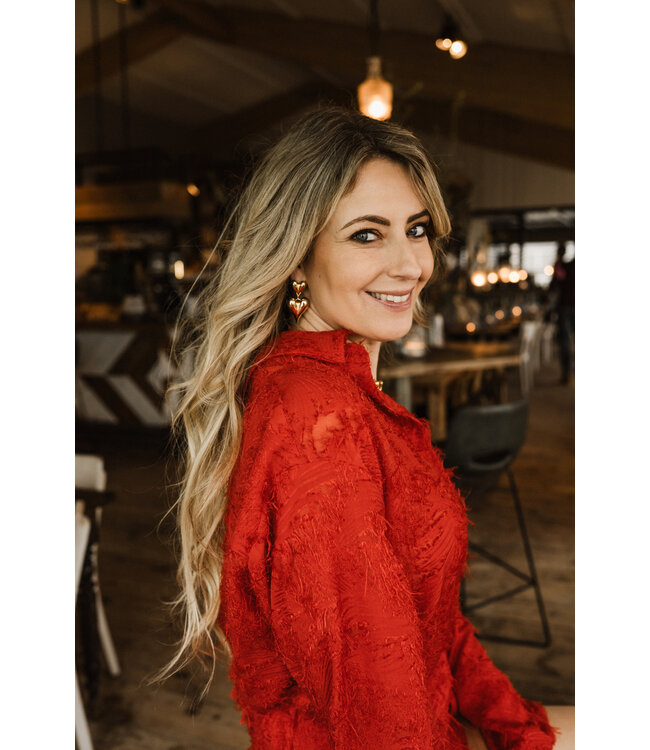 By Shir Oorbellen luxe double heart