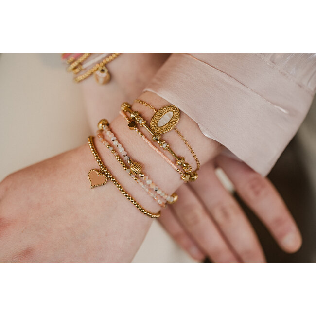 By Shir Bracelet beads heart Daisy powder pink