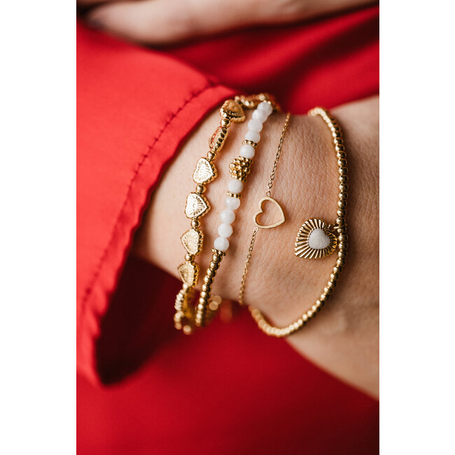 By Shir Armband kraaltjes bohemian wit