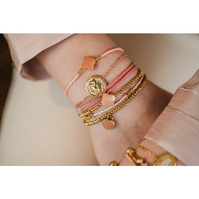 By Shir Armband kraaltjes lichtroze