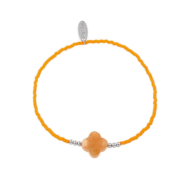 By Shir Armbandperlen orange Kleeblatt