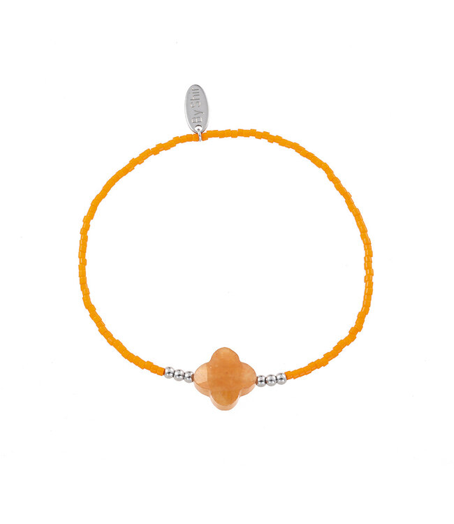 By Shir Armband kraaltjes oranje klaver