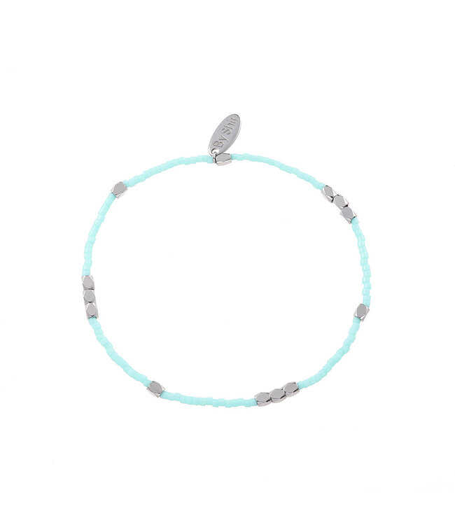 By Shir Armband kraaltjes turquoise grof