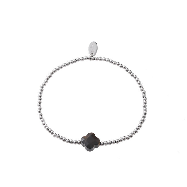 By Shir Armband Perlen Kleeblatt Tigerauge