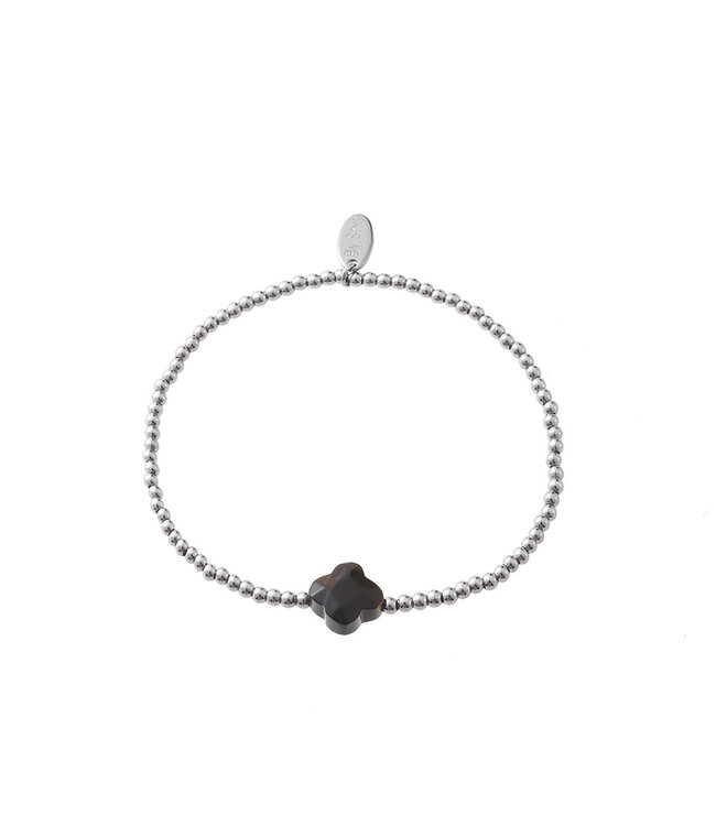 By Shir Armband Perlen Kleeblatt Tigerauge