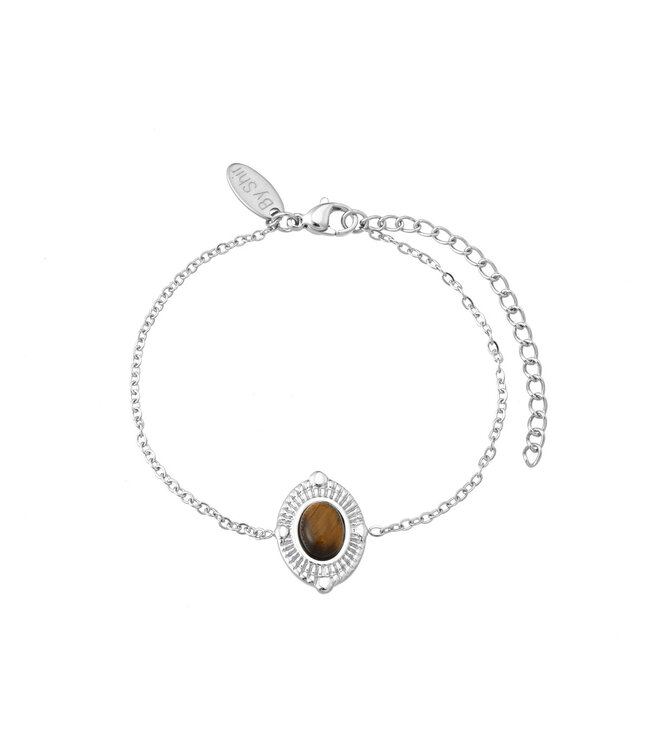 By Shir Armband edelstaal Lieke tijgeroog