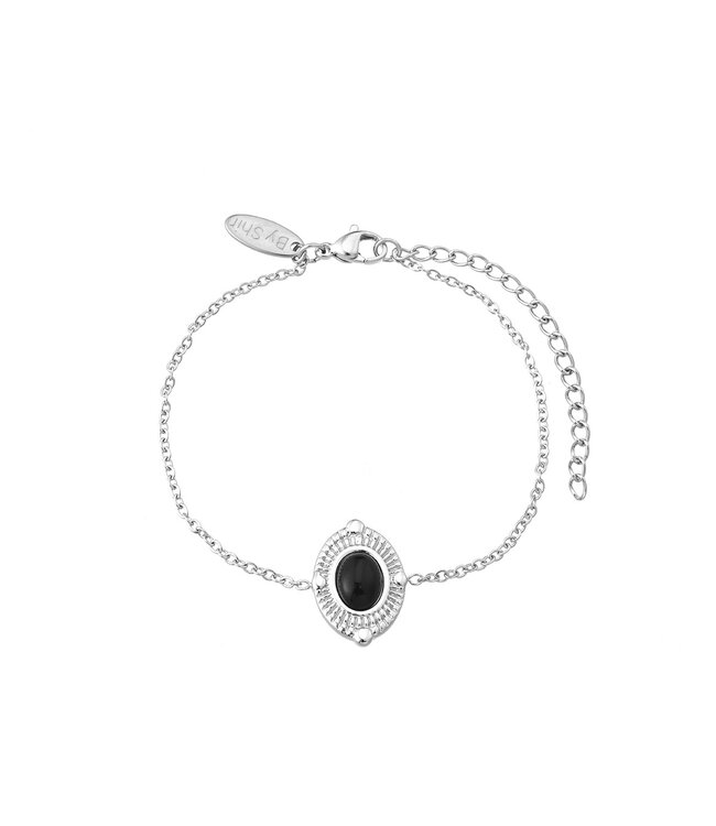 By Shir Bracelet stainless steel lieke black agate