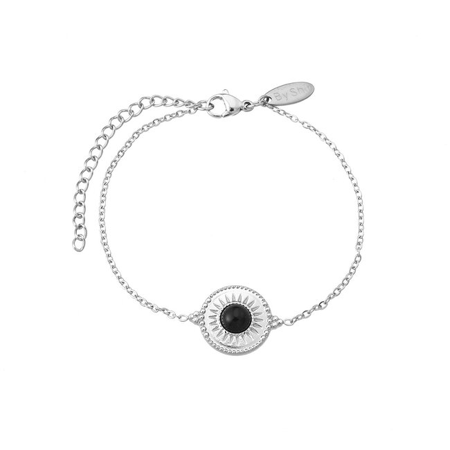 By Shir Armband edelstaal Isla zwart agaat