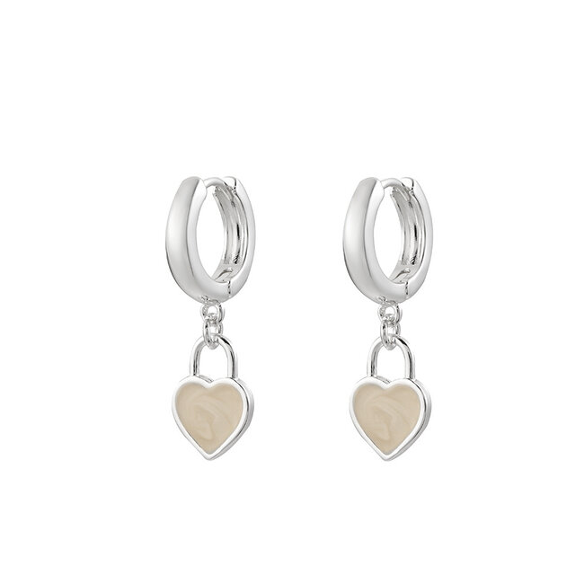 By Shir Small white heart earrings