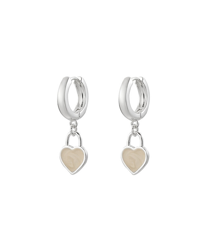 By Shir Small white heart earrings