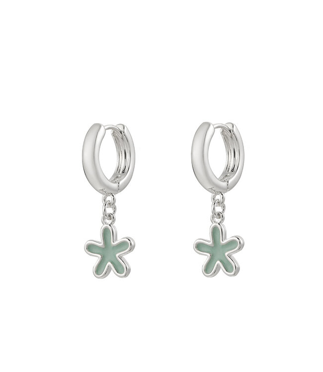 By Shir Oorbellen klein flower turquoise