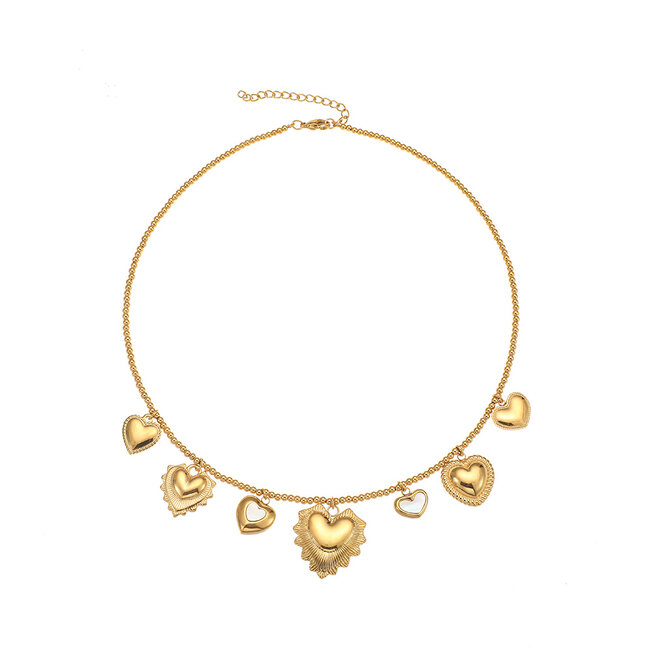 By Shir Ketting luxe kraaltjes en hartjes wit