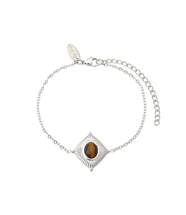By Shir Armband aus Edelstahl Noé mit Tigerauge