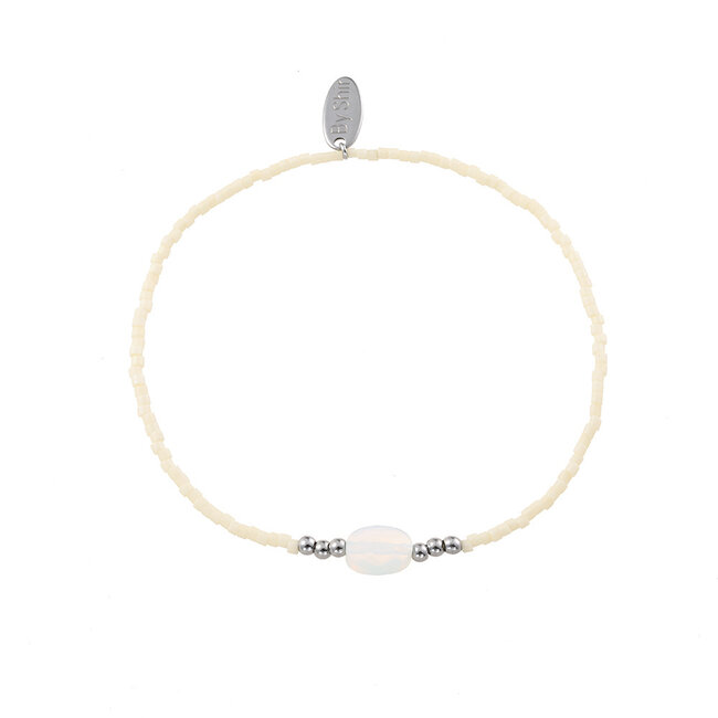 By Shir Armband mit offwhite Edelsteinperlen