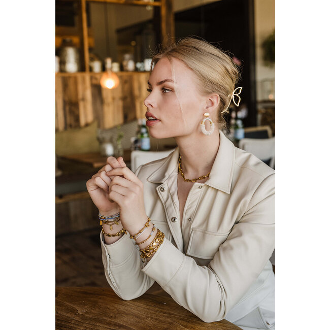 By Shir Oorbellen luxe Yves offwhite