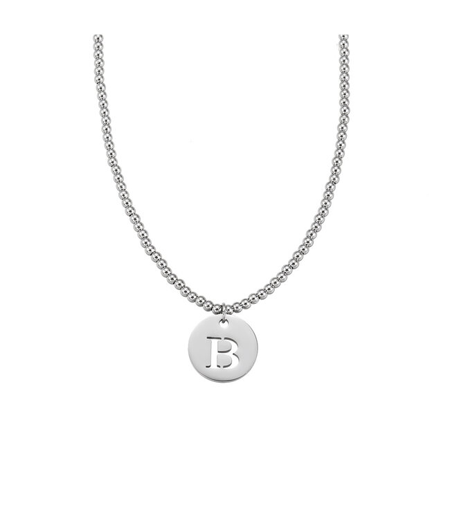 By Shir Ketting luxe kraaltjes met letter (edelstaal)