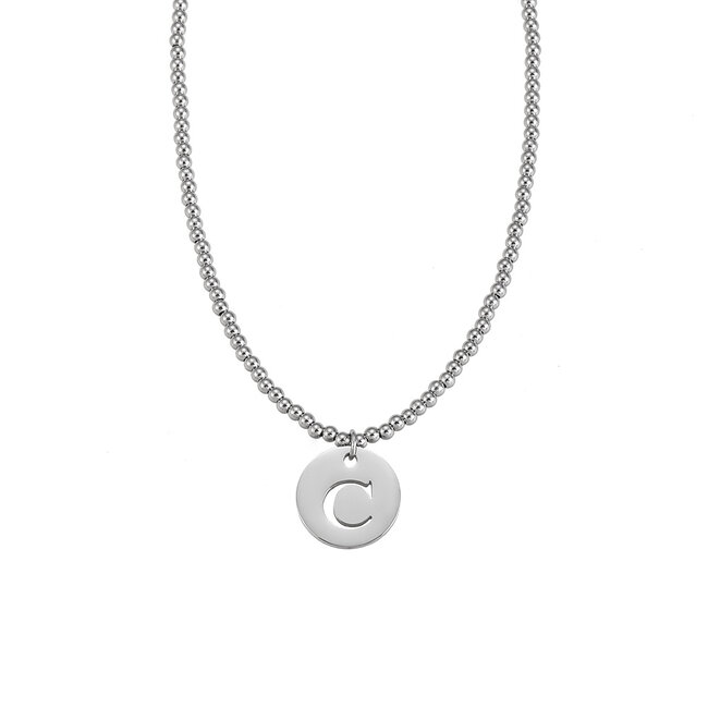 By Shir Ketting luxe kraaltjes met letter (edelstaal)