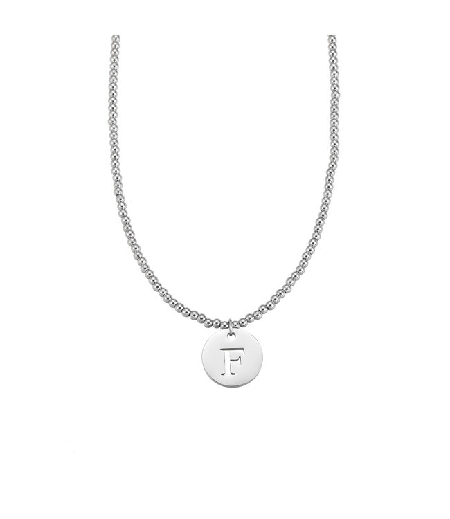 By Shir Ketting luxe kraaltjes met letter (edelstaal)