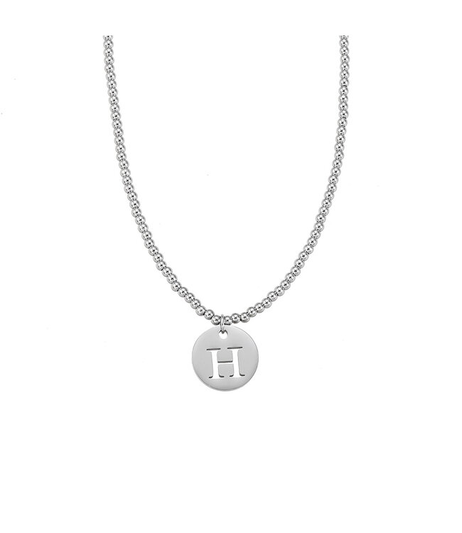 By Shir Ketting luxe kraaltjes met letter (edelstaal)