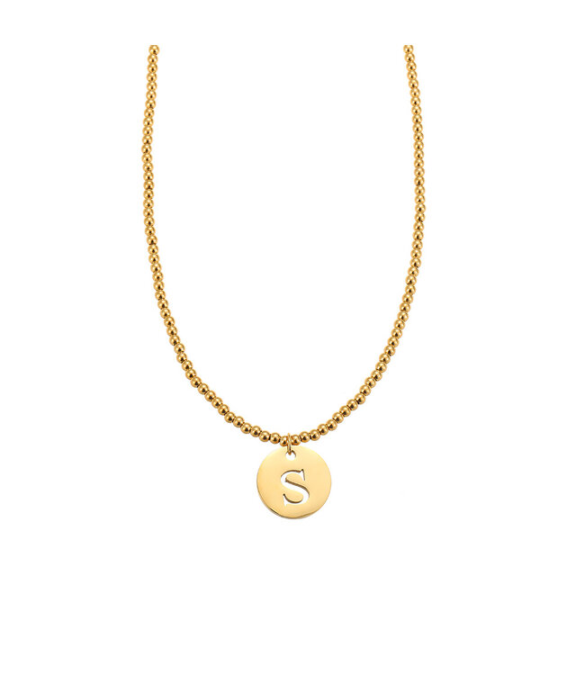 By Shir Ketting luxe kraaltjes met letter (verguld)