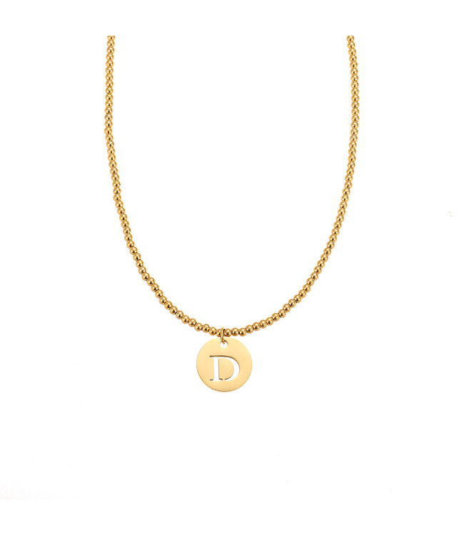 By Shir Ketting luxe kraaltjes met letter (verguld)